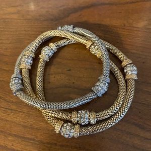 Silver and gold stretchy bracelets